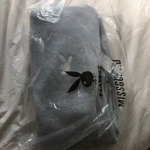 Gray oversized PlayboyxMissguided hoodie